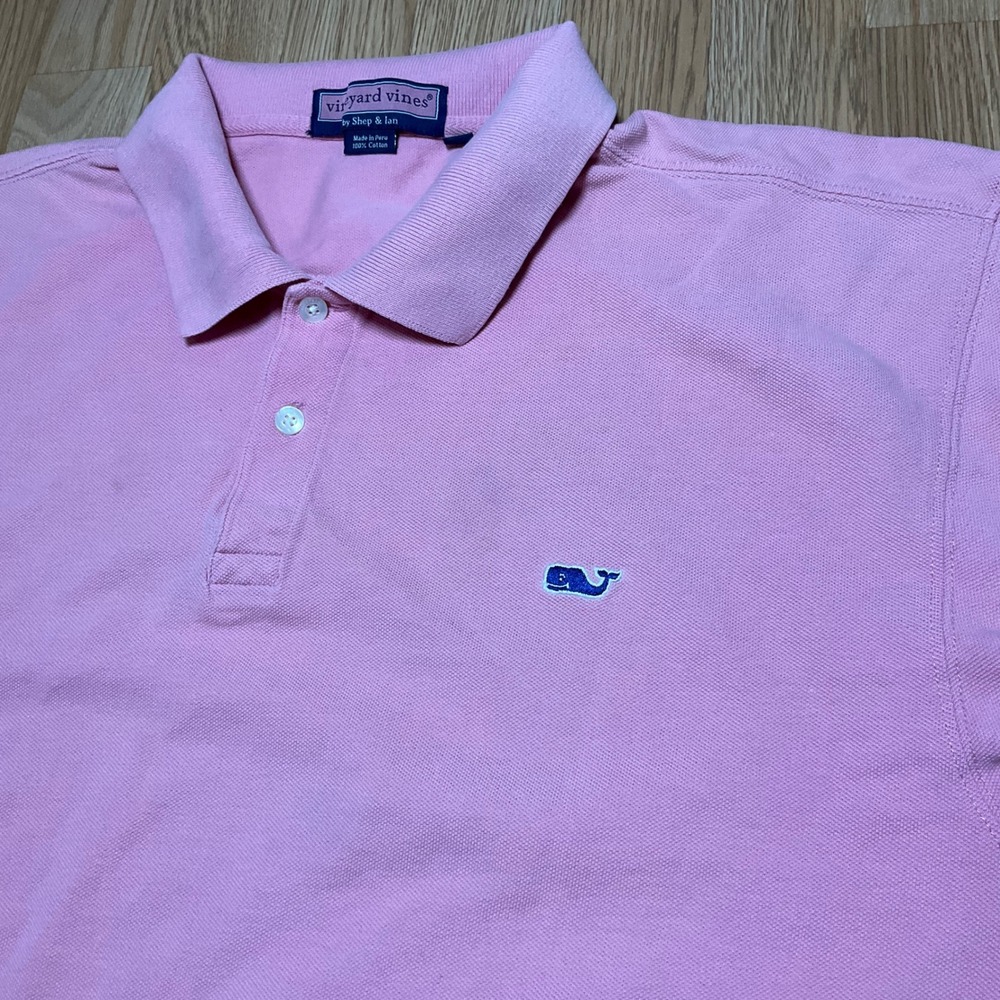 Vineyard Vines Mens XL Pink Short Sleeve Whale Logo Cotton Pique Polo Shirt